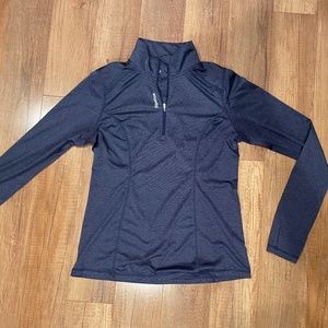 Reebok Medium Blue Stripped Quarter Zip